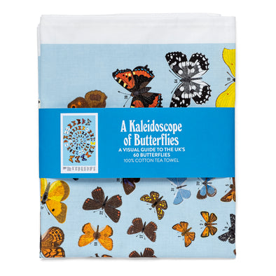 A Kaleidoscope of butterflies tea towel folded