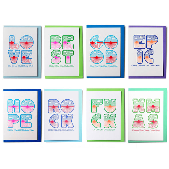 Four Letter Word Card Set x 8